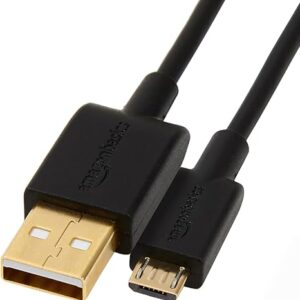 USB-A to Micro USB Charging Cable, 480Mbps Data Transfer, Gold-Plated Plugs, Compatible with Android Phones and Tablets, 10 Foot, Black