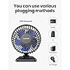 Gaiatop USB Desk Fan, Small But Powerful, Personal Portable Quiet 3 Speeds, Adjustable Mini Table Desktop fan for Cooling Home Office Car Summer Travel Gifts Blue - Image 5